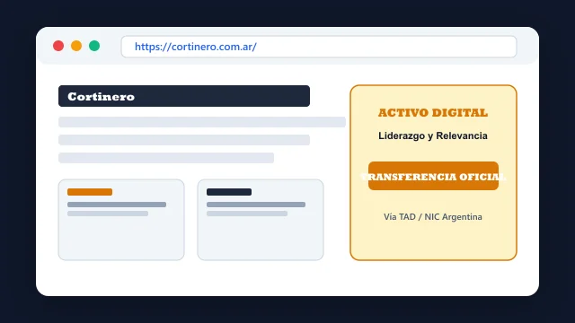 Vista del activo digital estratégico cortinero.com.ar y transferencia formal