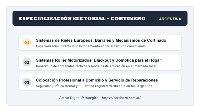 Pilares temáticos y especialización sectorial de Cortinero en Argentina